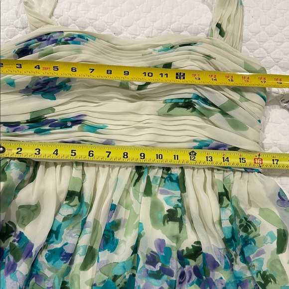 NWT Adrianna Papell Evening Chiffon Aqua Green White Halter Dress Mini Size 14 - Picture 10 of 13